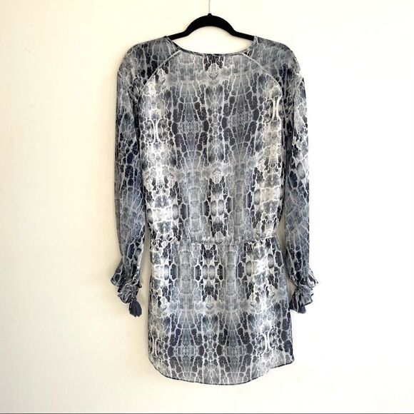 HAUTE HIPPE Tie-Dye Boho Gypsy V-Neck Long Sleeve Mini Dress Blue XS - Picture 6 of 8